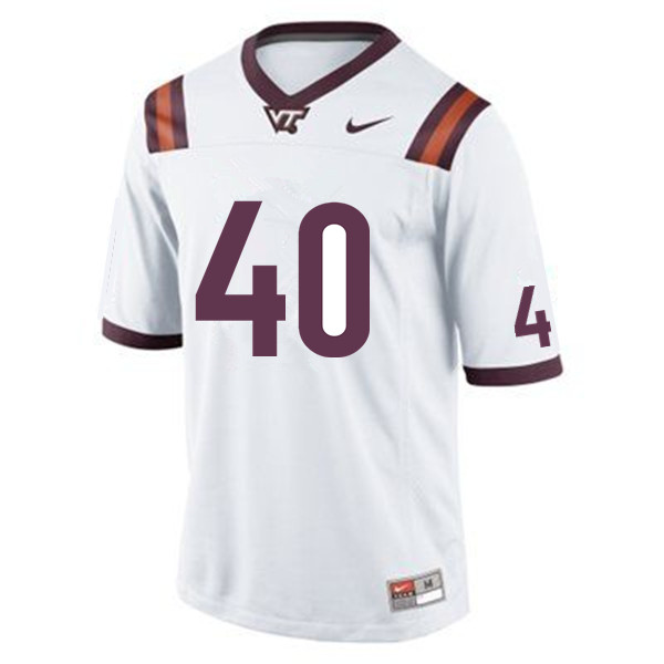 Men #40 Ben Skinner Virginia Tech Hokies College Football Jerseys Sale-White - Click Image to Close